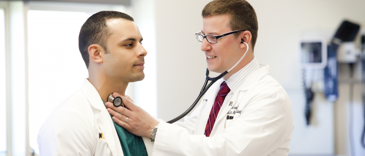 student listen to heart rate